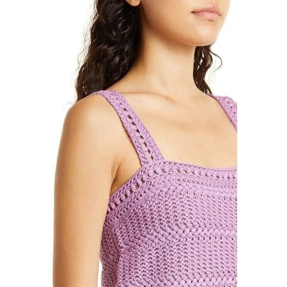 Vince Lavender Crochet Square-Neck Tank - Picture 3 of 10